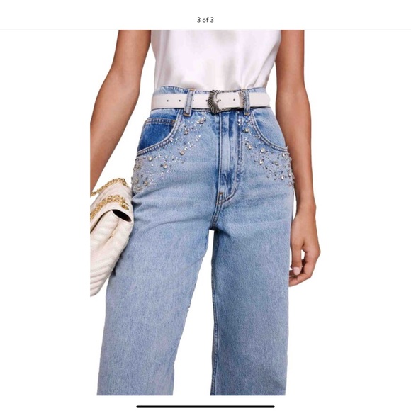 SOLD-MAJE Petoile Crystal Embellishment Flare Jeans - Picture 3 of 3